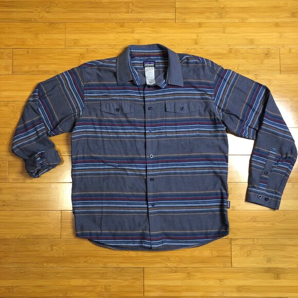 Mens Patagonia Button Down Casual Hiking Shirt Cotton Soft Fall Outdoor Stripes - Picture 2 of 8